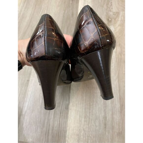 Amalfi by Rangoni Brown Animalprint Colorblock Heels Pumps, Size 8.5, MSRP $265 - Picture 5 of 9